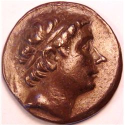 SELEUCID KING AUTIOCHUS III THE GREAT, SILVER TETRADRACHM BROWN PATINA, 16.69g, 30mm, 223-187 BC, VF