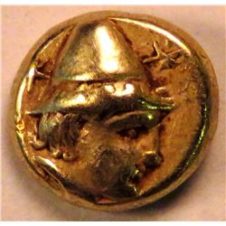 LESBOS, MYTILENE EL HEKTE, CIRCA, HEAD OF DIOSKOUROS RIGHT WEARING WREATHED, PILOS, 375-325 BC, VF