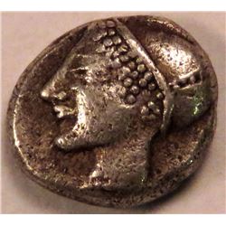 IONIA, PHOKAIA, 1.30g, FEMALE HEAD FACING TO LEFT, WEARING A HELMET, AR, OBELS., 521-478 BC, XF
