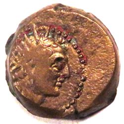 ANTIOCHOS IV, RADIATE, BUST, ARTEMIS.W, LONG TORCH, 3.93g, 16mm. THE SELEUKID, COPPER COIN.,G- VF