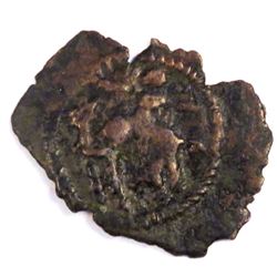 ARAB SASANIAN. AE FILS. PASHIZ, UNPUBLISHED TYPE, MINT: BISHAPUR, UNDATED, RARE, 0.98g, 19mm., , VF