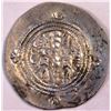 Image 2 : ARAB SASANIAN, SILVER DRACHM, TEMP. KHOUSRU II TYPE, MINT: SIJISTAN,RARE, 3.80g, 32mm., AH80, XF