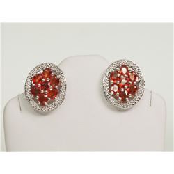 #3-STERLING SILVER GARNET EARRINGS