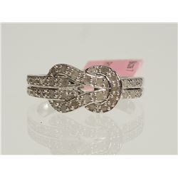 #4-STERLING SILVER DIAMOND RING  SIZE 7