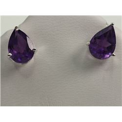 #13-STERLING SILVER AMETHYST EARRINGS &