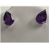 Image 1 : #13-STERLING SILVER AMETHYST EARRINGS &