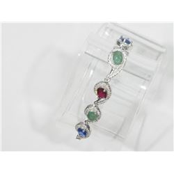 #26-STERLING SILVER GENUINE GEMSTONE BRACELET