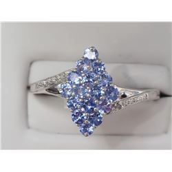 #33-STERLING SILVER TANZANITE AND DIAMOND RING SIZE 78