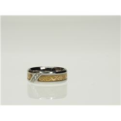 #34-STAINLESS STEEL DIAMOND MEN'S RING SIZE 13