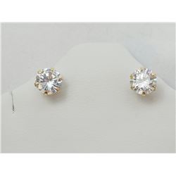 #35-14K YELLOW GOLD CUBIC ZIRCONIA  EARRINGS