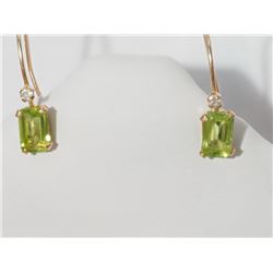 #36-10K YELLOW GOLD PERIDOT DIAMOND EARRINGS