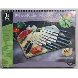 GOURMET TRADITIONS 10PC KITCHEN KNIFE SET UNUSED/