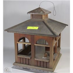 LARGE WOOD HANDMADE BIRD FEEDER