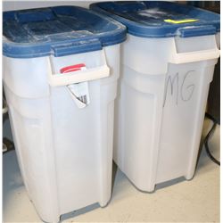 2 RUBBERMAID "ROUGHNECK" BINS WITH LIDS