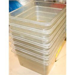 STACK OF 8 CAMBRO FOOD INSERTS 1/2 SIZE 6" DEEP