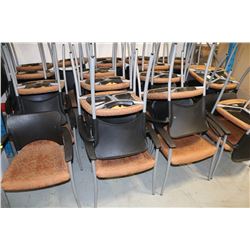 SET OF 33 BLACK PLASTIC & ORANGE PATTERNED FABRIC