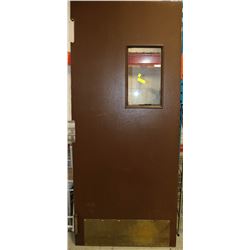SOLID WOODEN DOOR WITH KICK PLATE AND WINDOW