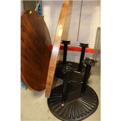 TWO ROUND TABLES WITH DOUBLE PEDESTALS