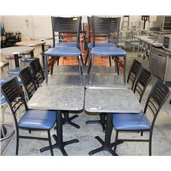 LOT OF TEN BLACK METAL FRAME WITH BLUE VINYL SEAT