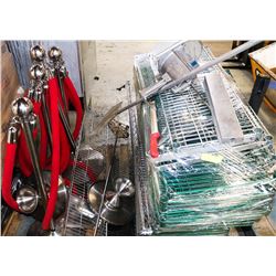 PALLET OF METRO RACKING+STANCES+MEAT GRINDERS+
