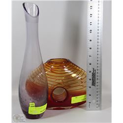 LOT OF TWO ART GLASS VASES