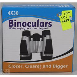 NEW 4X30 BINOCULARS WITH CARRYING POUCH & LANYARD