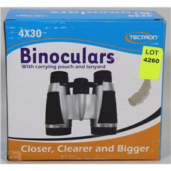 NEW 4X30 BINOCULARS WITH CARRYING POUCH & LANYARD