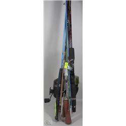 LOT OF FISHING RODS AND REELS; VINTAGE SHAKESPEARE