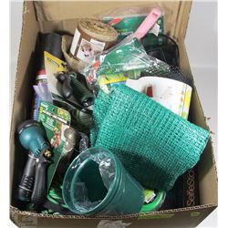 GARDENERS DREAM, BOX FULL OF NOZZLES, NETTING,POTS