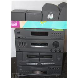 SONY BOOKSHELF STEREO WITH 4 ASSORTED SPEAKERS