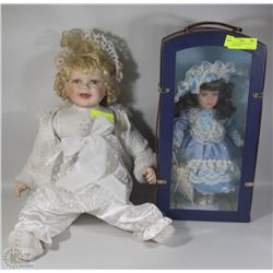 2 COLLECTOR PORCELAIN DOLLS INCLUDES 1 REAL