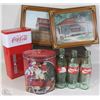 Image 1 : WICKER BASKET WITH COCA COLA COLLECTIBLES