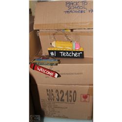 FOUR BOXES OF ASSORTED TEACHERS HANGING PLAQUES