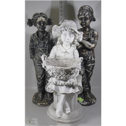 THREE OUTSIDE GARDEN STATUES