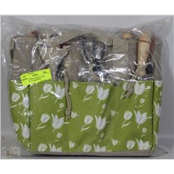 NEW ZIPPERED GARDEN TOOL POUCH W/ 5 GARDENING
