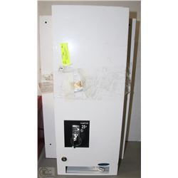 TWO WHITE METAL FEMININE DISPENSERS WITH KEYS