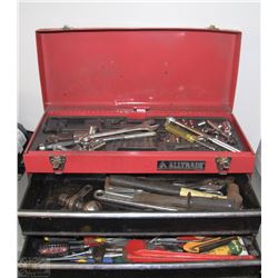 TOOLBOX FILLED WITH ASSORTED TOOLS