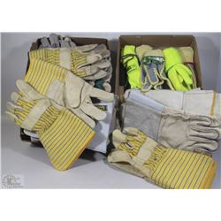 28 PAIRS OF ASSORTED GLOVES LEATHER + COTTON