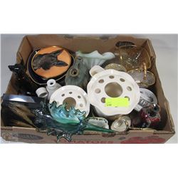 LOT OF GLASS DECORATIONS, BOOK ENDS AND MORE!