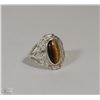 Image 1 : .925 SILVER RING WITH TIGER EYE LOOKING STONE