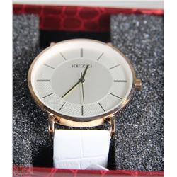 KEZZI WOMENS WATCH WITH WHITE STRAP