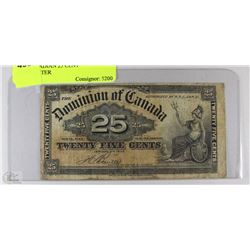 1900 CANADIAN 25 CENT SHINPLASTER