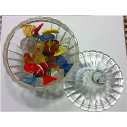 VINTAGE COVERED RIBBED CANDY DISH