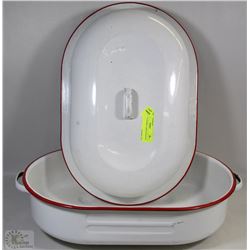 ANTIQUE ENAMEL LARGE ROASTER