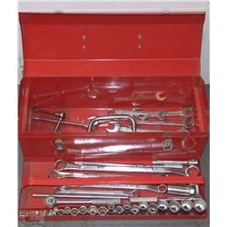 RED TOOL BOX FULL OF TOOLS
