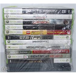 LOT OF 12 XBOX GAMES INCL ASSASSINS CREED II, LEGO
