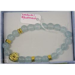 #34-Natural Aquarmarin  bead bracelet( 8mm)