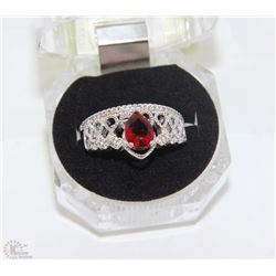 #5-Natural Red ruby Enhance& CZ,925% Solid Silver