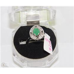 #3-Natural  Emerald Enhance &CZ,925%Solid Silver R
