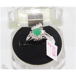 #8-Natural  Emerald Enhance &CZ 925% Solid Silver